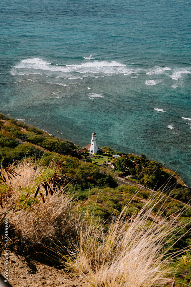 lighthouse on coast in Oahu Hawaii