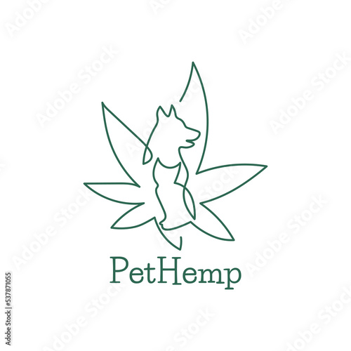 Hand drawn one line logo. Pet Hemp.