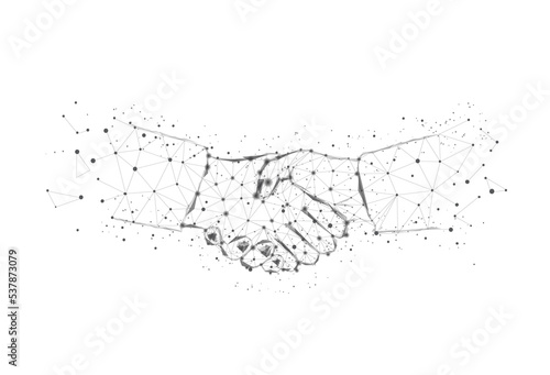 Wall Mural Handshake. Black and white polygonal illustration. Isolated