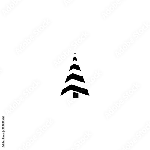 Christmas tree logo, isolated on white background. Tree geometric shapes minimal icon, silhuette emblem, illustration.
