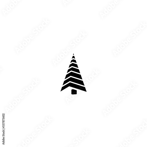 Christmas tree logo, isolated on white background. Tree geometric silhuette, illustration.