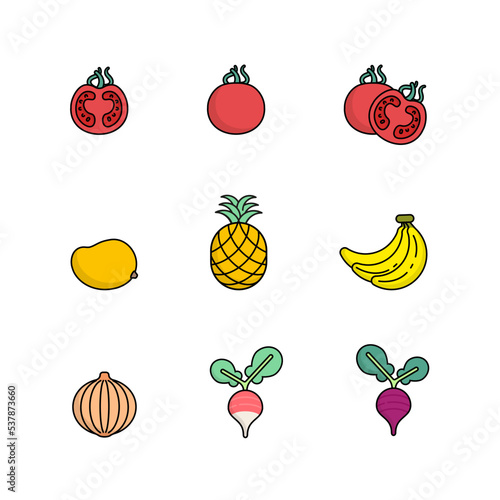 ícones de Frutas e Vegetais (ID: 537873660)