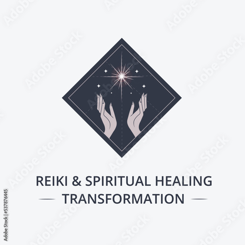 Reiki, Energy, Meditation, Spiritual Healing Logo Design.