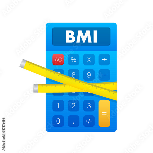 Indikator bmi on scale. Chart concept. Vector icon.
