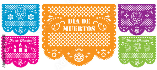 Papel de picado de colores para decorar el d√≠a de muertos tradici√≥n mexicana del 2 de noviembre