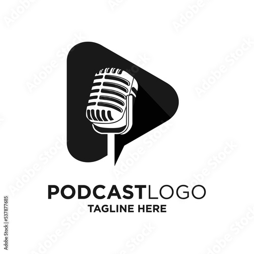 Podcast Logo Design Template Inspiration, Vector Illustration.