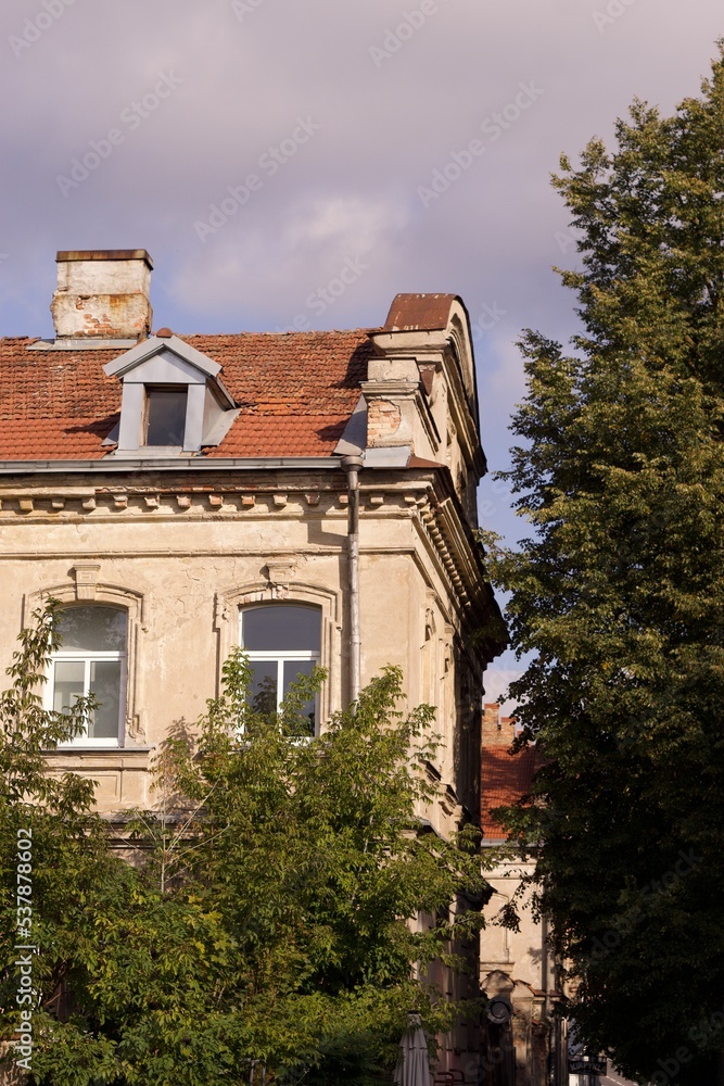 Walk around the city of Vilnius, Lithuania. Historical buildings of the city..