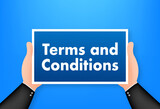 Terms and conditions. Protecting personal data. Document paper, contract. Vector stock illustration.