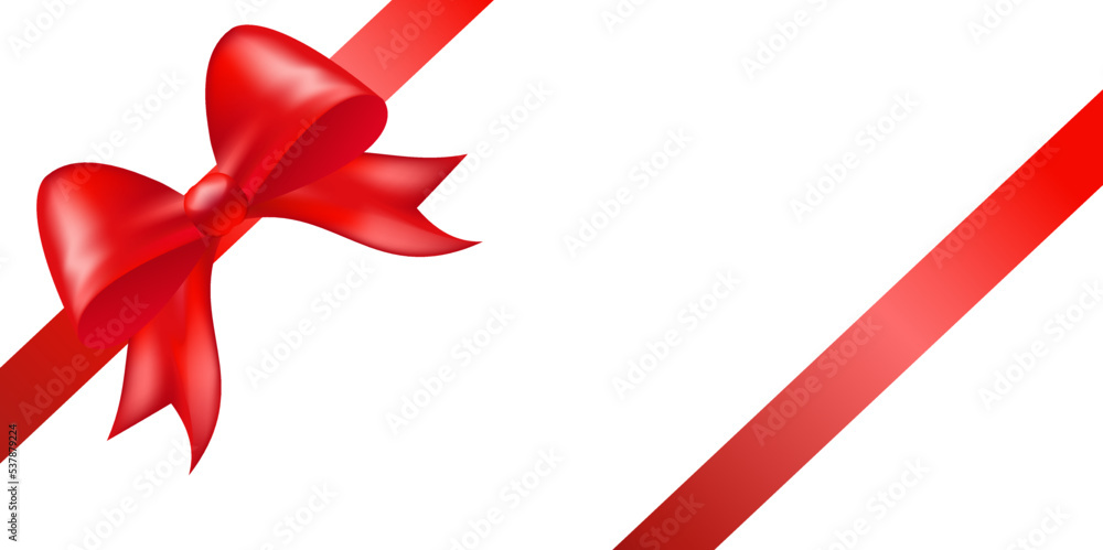 Shiny red color satin ribbon on white background Shiny red color satin ribbon on white background