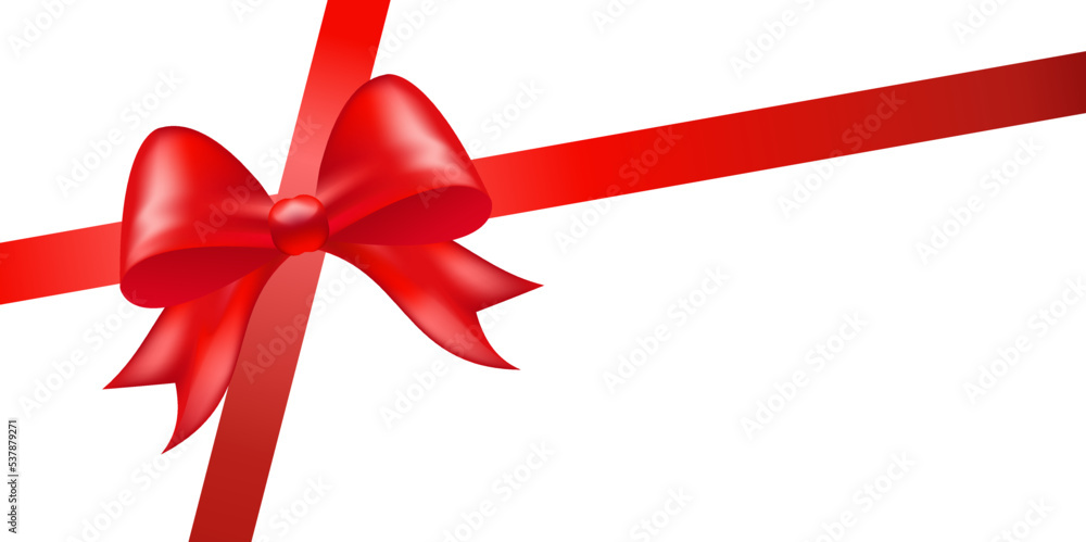 Shiny red color satin ribbon on white background Shiny red color satin ribbon on white background