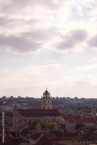 Walk around the city of Vilnius, Lithuania. Historical buildings of the city..
