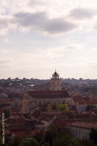 Walk around the city of Vilnius, Lithuania. Historical buildings of the city..
