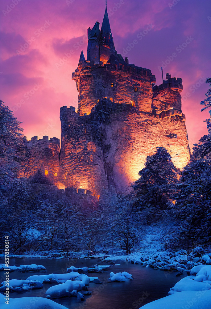 autumn winter snow view secnery beautiful castle cathedral