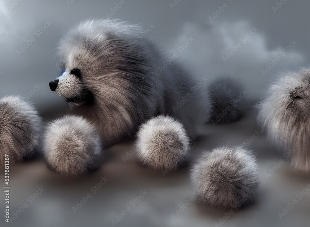 Fototapeta premium Illustration of a Furry Family