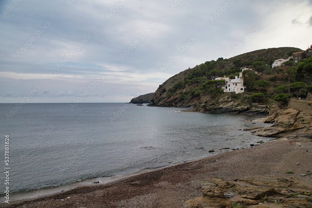 Beautiful mini-beach with clear and clean water, ideal for a day at the beach, near Barcelona. Cadaqués, Catalonia Spain.
