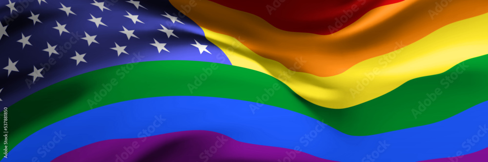 Pride rainbow flag. International symbol of USA LGBTQ community Pride rainbow flag. International symbol of USA LGBTQ community