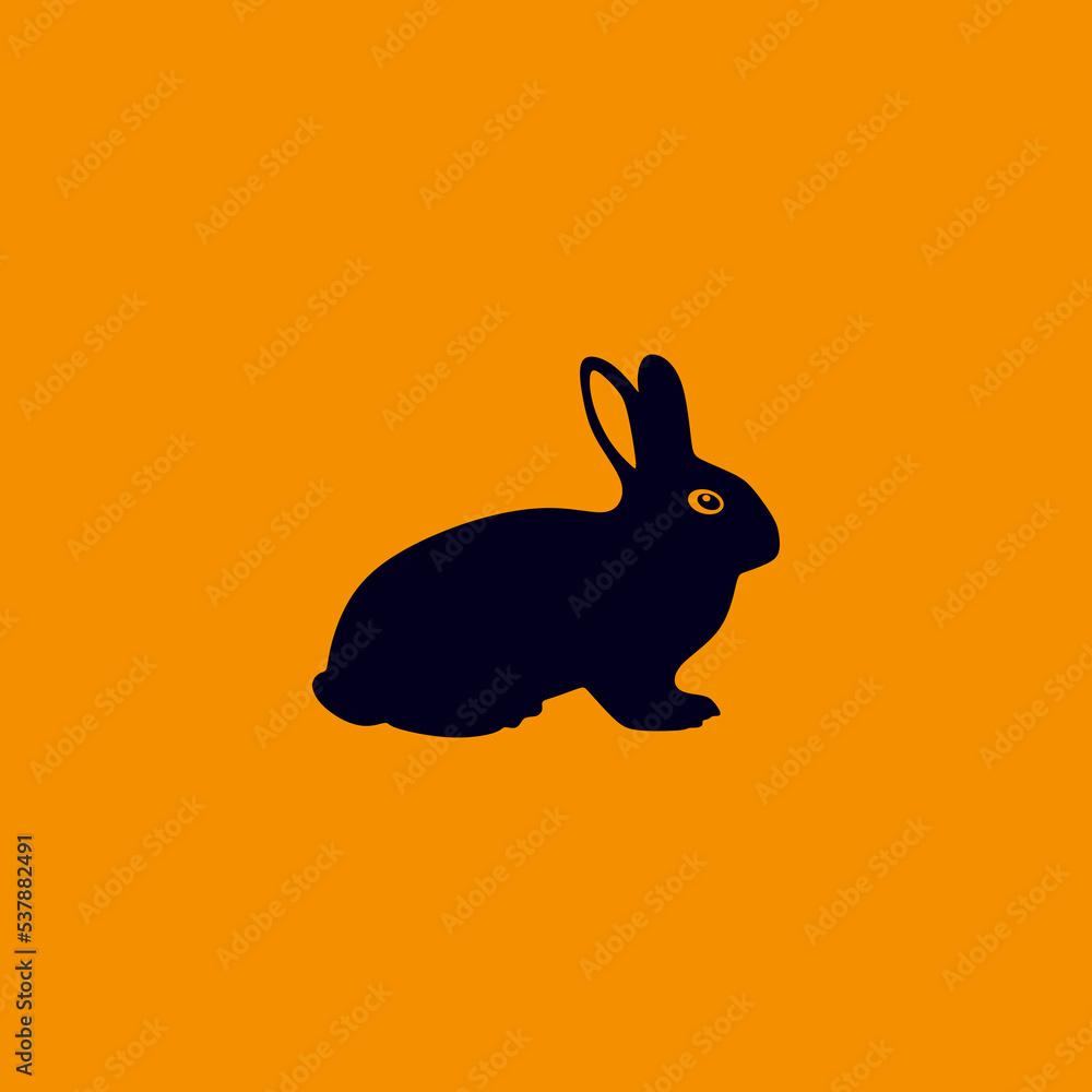 Fototapeta premium Rabbit vector on orange background. Rabbit minimalist design. Happy New Year 2023. vector eps10