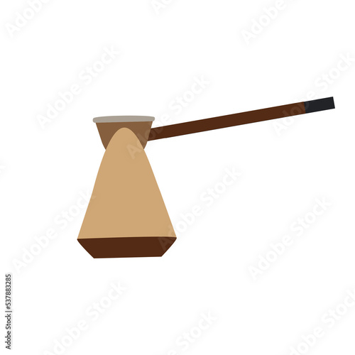 Wallpaper Mural A minimalist illustration of a cezve or ibrik, a traditional long-handled coffee pot used for brewing Turkish coffee, featuring a conical body and a wooden handle. Torontodigital.ca