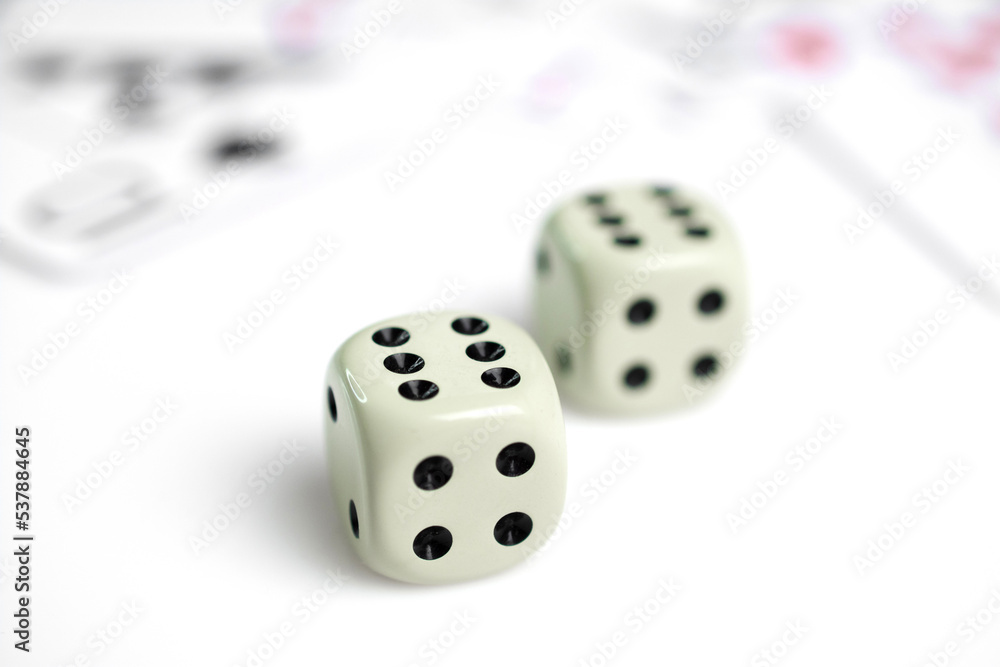 Close-up of dice isolated on white background Close-up of dice isolated on white background