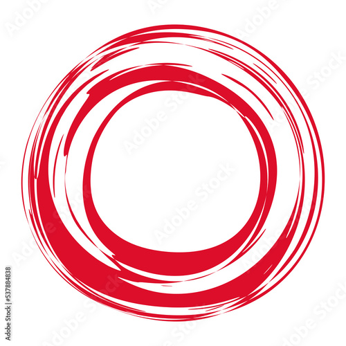 Hand painted red ink circle isolated on white background