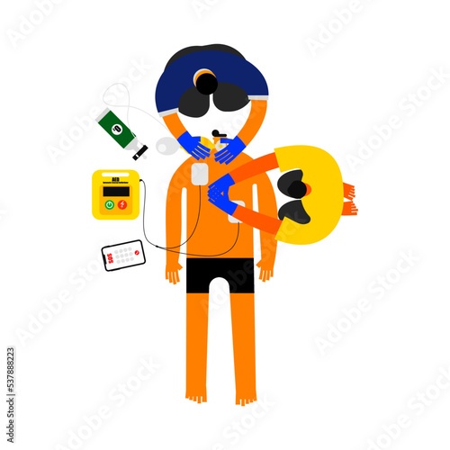 Cartoon characters for advance life support in out of hospital cardiac arrest.