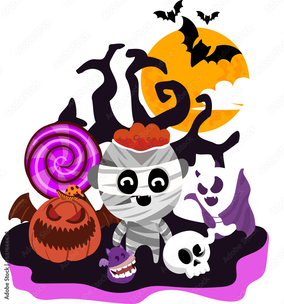 Fototapeta premium Happy halloween day elements PNG