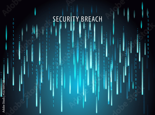 security breach - Data Leak Text on blue background