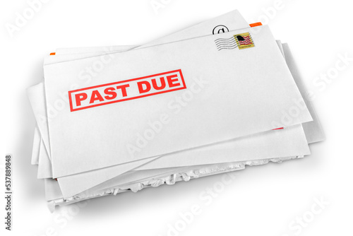 Obraz na plátně Past Due Bills  Isolated on White Background.
