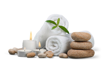 Foto auf Acrylglas Massagesalon Spa-Konzept mit Zen-Basaltsteinen und Handtüchern  © BillionPhotos.com