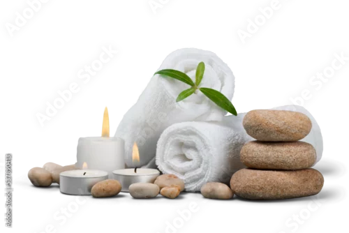 Obraz Spa concept with zen basalt stones and towels