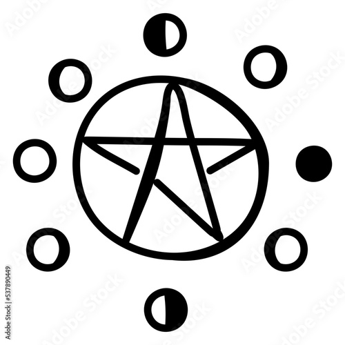 A hand drawn icon of wicca pentacle 