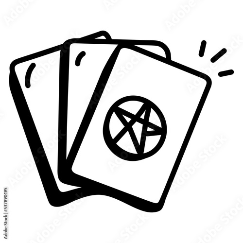 Ready to use doodle icon of tarot cards 