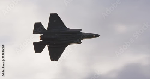 Israeli air force F-35 stealth fighter during low altitude flight