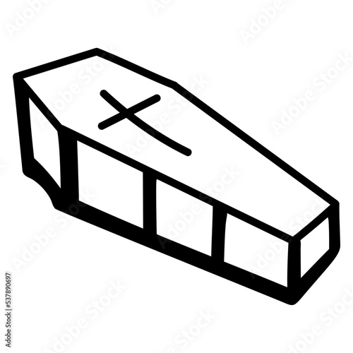 A hand drawn icon of coffin 