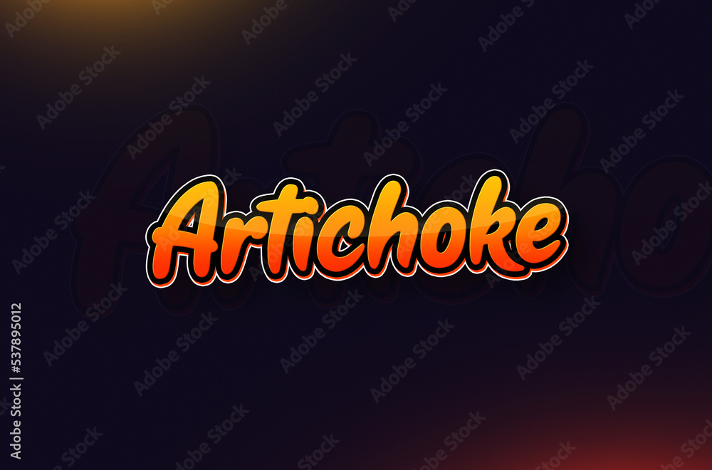 Vegetable name Artichoke text design Vegetable name Artichoke text design
