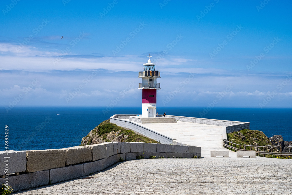 Lighthouse Faro de Cabo Ortegal along the road to San Andres de Teixido, A Coruna Province, Galicia, Spain