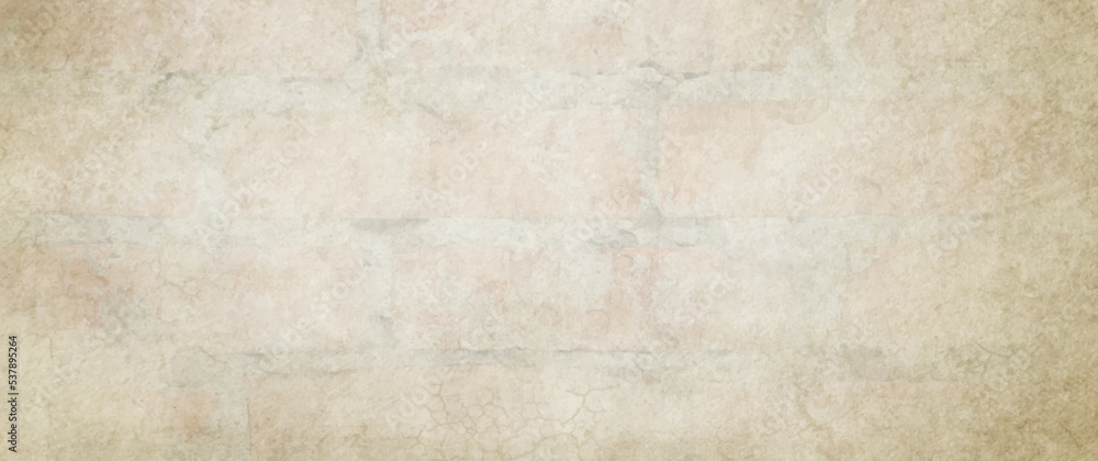 Obraz premium Grunge vector texture background with old brick wall for cover design, card, flyers, poster, banner or design interior. Hand drawn painted illustration. Brushstrokes. Stucco. Wall. Watercolor backdrop
