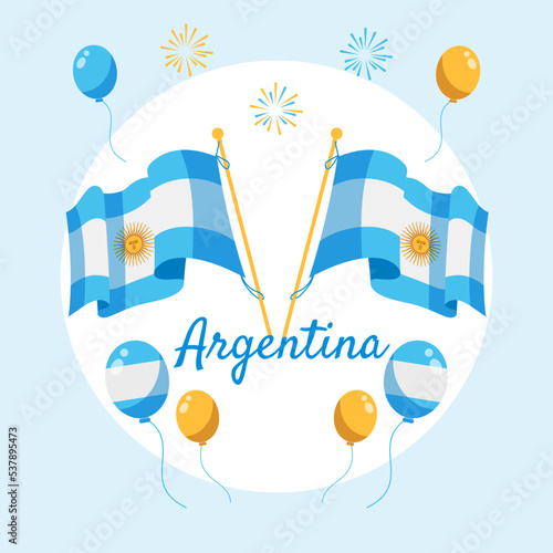 Vector illustration of Argentina flag on blue background