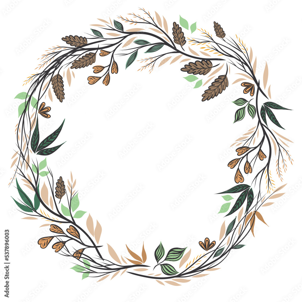 Floral autumn wreath. Autumn leaves. frame. Vector illustration Floral autumn wreath. Autumn leaves. frame. Vector illustration