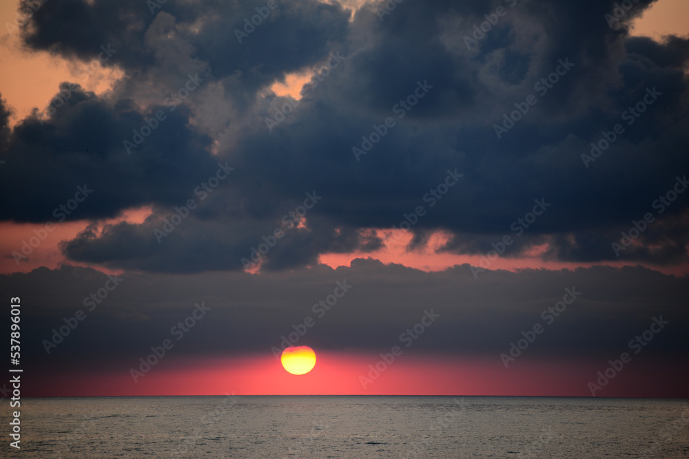 Gorgeous sunset over the Black Sea, Batumi
