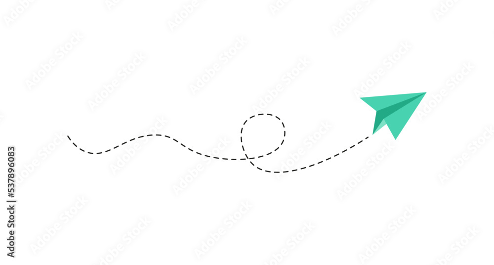 Dashed line paper airplane route Dashed line paper airplane route