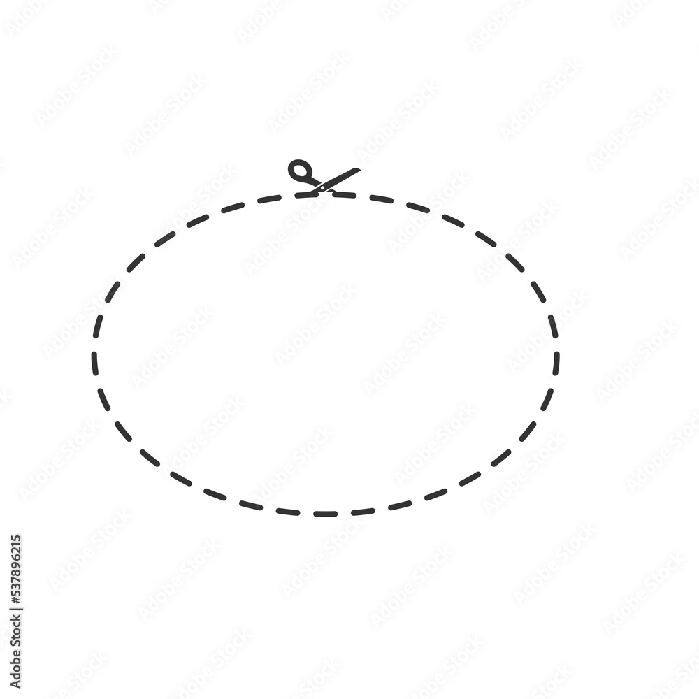 Scissor and coupon, cut template and dashed line Scissor and coupon, cut template and dashed line