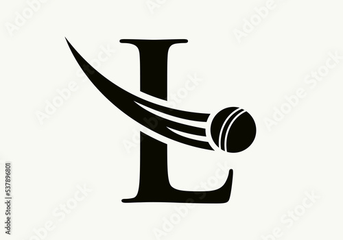 Letter L Cricket Logo Concept With Ball Icon For Cricket Club Symbol Vector Template. Cricketer Sign