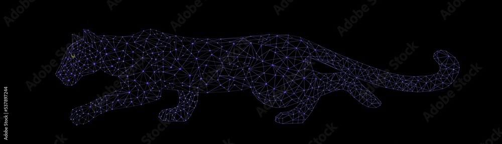 Obraz premium Abstract image leopard in the form of lines and dots, consisting of triangles and geometric shapes. Low poly background.