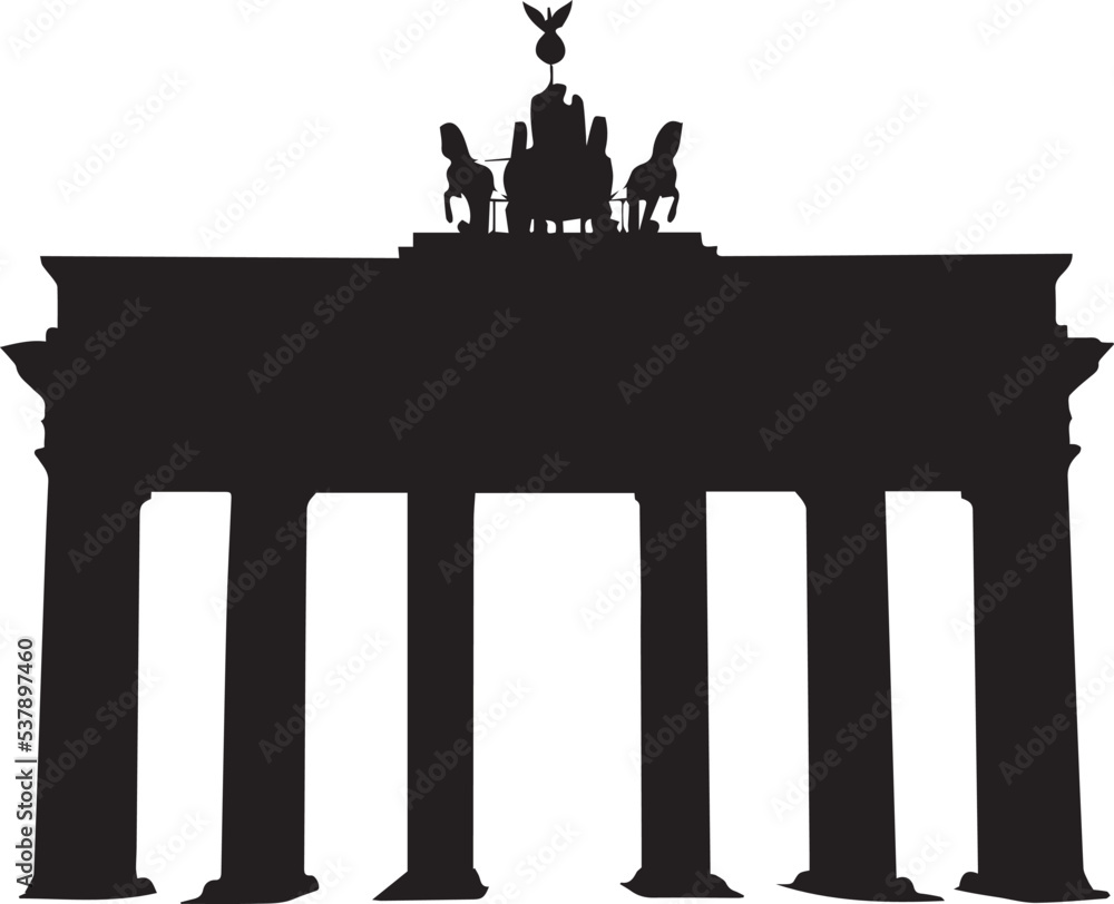 Naklejka premium Brandenburg gate silhouette in Berlin on a white background 