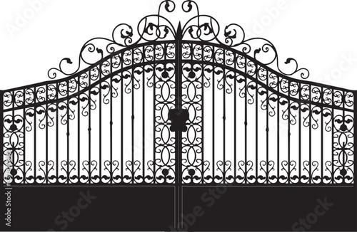 wrought iron gate silhouette vector