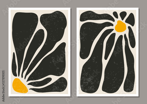 Set of Matisse style contemporary collage botanical minimalist wall art poster