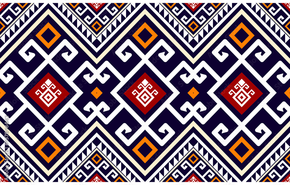 Warm tone abstract geometric ethnic pattern western, American Indian oriental Africa. for carpet,wallpaper,clothing,wrapping,batik,fabric,tile, backdrop,Vector illustration. embroidery style.