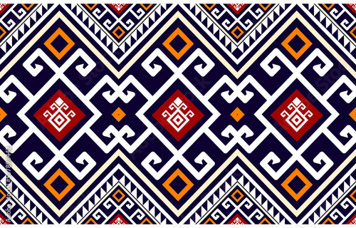 Wallpaper Mural Warm tone abstract geometric ethnic pattern western, American Indian oriental Africa. for carpet,wallpaper,clothing,wrapping,batik,fabric,tile, backdrop,Vector illustration. embroidery style. Torontodigital.ca