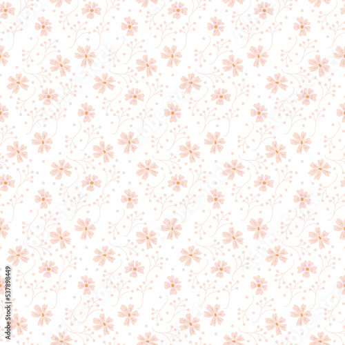 Wallpaper Mural Seamless pattern. Vector floral design with cute wildflowers. Romantic abstract background. Torontodigital.ca